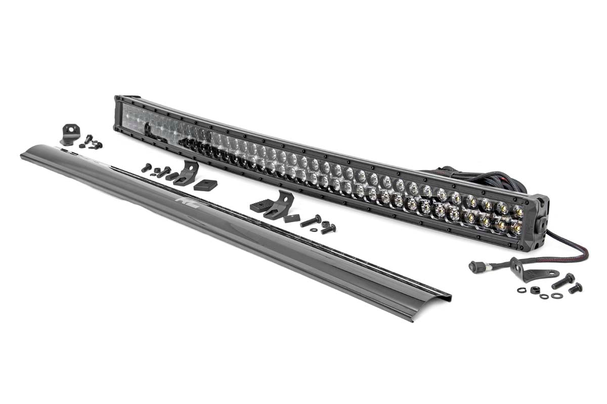 LED Light Bar - Rough Country - Curved | Dual Row | Cool White DRL - Black